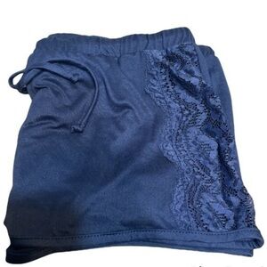 Women’s Blue Lace lingerie loungewear sleep casual drawstring short Sz small
